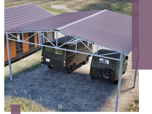 Двускатные навесы под ключ в Салехарде — изготовление и монтаж